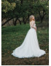 Cap Sleeves Beaded Ivory Lace Glitter Tulle Wedding Dress